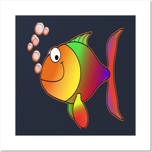 Happy fish fish color Posters and Art